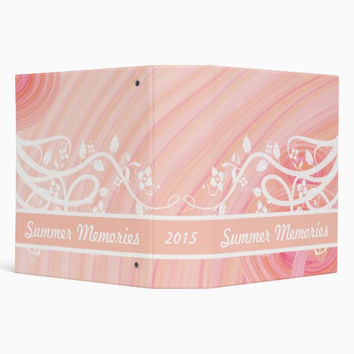 Peach Spirals, Filigree & Flowers 3 Ring Binder