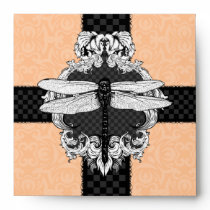 Peach Square Dragonfly Envelopes