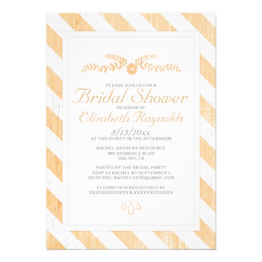 Peach Stripes Bridal Shower Invitations