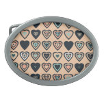 Peach Stylized Heart Pattern Oval Belt Buckle