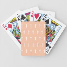 Peach White Crosses Poker Cards