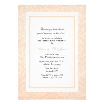 Peach & White Damask Wedding Anniversary Invite invitations