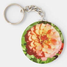 Peach Zinnia Key Chain
