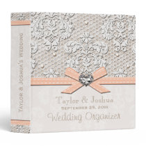 Peaches and Cream Antique Lace Wedding Organizer binders