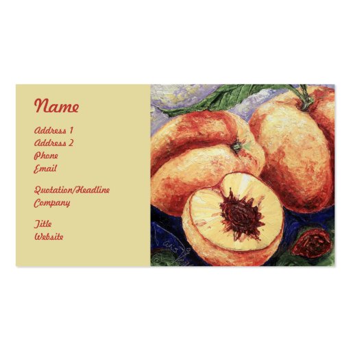 Peaches Fruit Business Cards (front side)