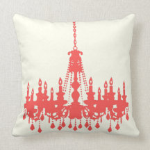 Peachy Coral Chandelier  Designer Pillow