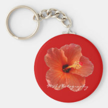 Peachy Hibiscus Keychain