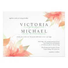 Peachy Orange and Green Wedding Invitations