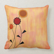 Peachy Pink painted pillow with graphic flowers pillows