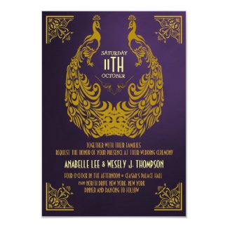 Peacock 1920s Art Deco Wedding Invitation