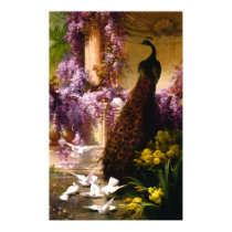 Peacock and Doves in a Garden Posters