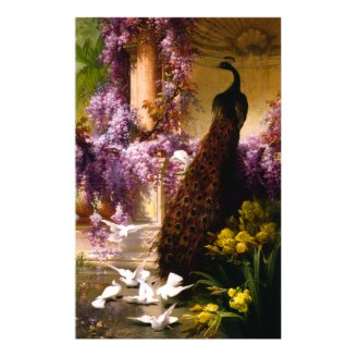 Peacock and Doves in a Garden Posters