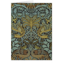 Peacock and Dragon By William Morris cards by MyOtherPlanet Peacock and Dragon By William Morris cards