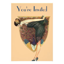 Peacock and Lady Custom Invites