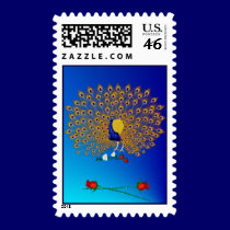 Peacock and Roses Postage postage