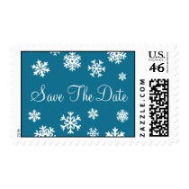 Peacock and White Save The Date Snowflakes Postage postage