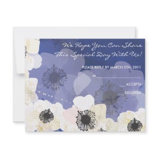 Peacock &amp; Anemone Flowers Wedding REPLY CARD