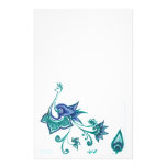 Peacock Art Design Blue Green Custom Stationery