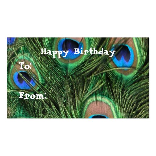 Peacock Birthday Gift Tags Business Card (front side)