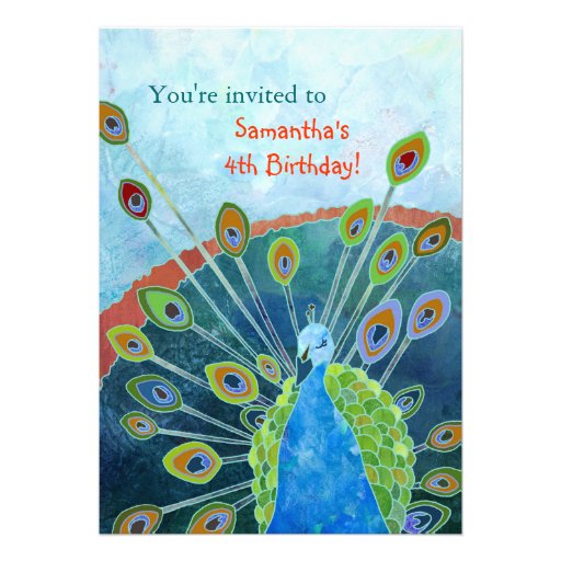 Peacock Birthday Party Invitations for Kids