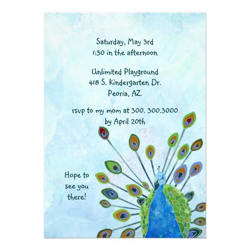 Peacock Birthday Party Invitations for Kids