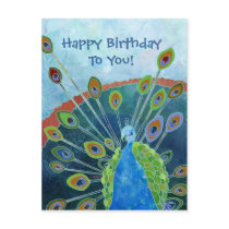 Peacock Birthday Postcard by daphne1024 Peacock Birthday Postcard