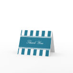 Peacock Blue and White Cafe Stripes Thank You Note Greeting Card