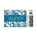 Peacock Blue and White RSVP Fern Flora Postage postage by hummingbirdcake Peacock Blue and White RSVP Fern Flora Postage postage