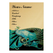 PEACOCK blue black ,gold metallic paper Business Card Template