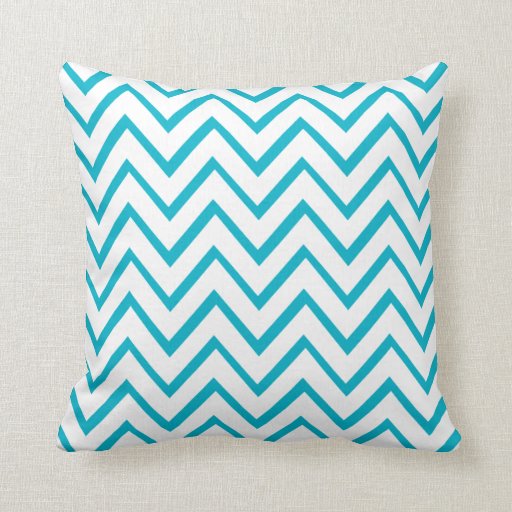 Peacock Blue Chevrons or ANY Custom Color 18 Throw Pillow Zazzle