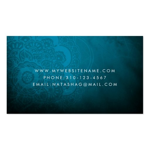 Peacock Blue Mandala Zen Business Card (back side)