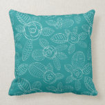 Peacock Blue Roses Throw Pillows