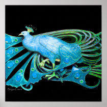 PEACOCK ,blue turquase ,green  black Print