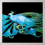 PEACOCK ,blue turquase ,green  black Print