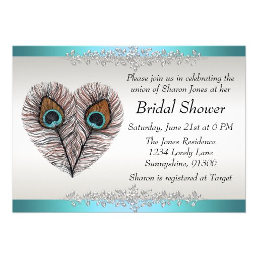 Peacock Bridal Shower Announcement (front side)
