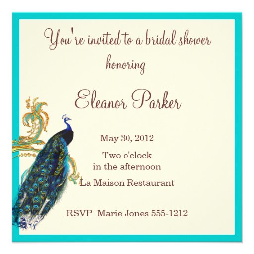 Peacock Bridal Shower Invitation Peacock Bridal Shower Invitation