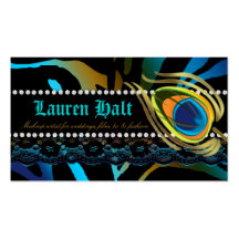 Peacock Business Card hair salon nail spa