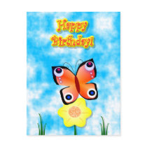 Peacock Butterfly Birthday Postcard postcards