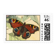 Peacock Butterfly - Vintage Art Postage Stamps