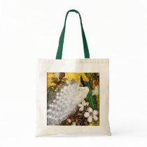 Peacock Canvas Bag:  White and Blue Peacocks