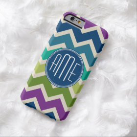 Peacock Colors Chevron Pattern Custom Monograms Barely There iPhone 6 Case