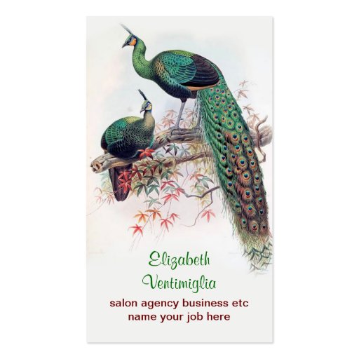peacock couple business card (front side)