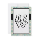 peacock cream teal damask design invitations