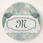 peacock damask and peafowl elegant design coaster