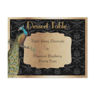 Peacock Dark Gold Dessert Candy Buffet Table Sign Postcard