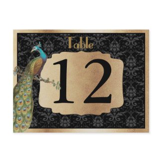 Peacock Dark Gold Dessert Candy Table Sign Postcard