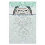 peacock design and aqua blue damask design stationery paper