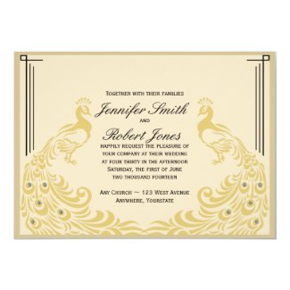 Peacock Elegance Art Deco Flair Wedding Invitation