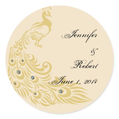 Peacock Elegance Art Deco Wedding Envelope Seal Stickers