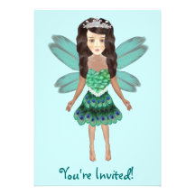 Peacock Fairy Princess Personalized Invitation